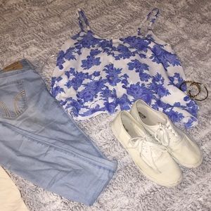 Blue floral blouse
